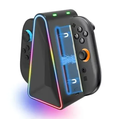 Switch 2用 ジョイコン2用 充電スタンド AriKroii【2025新登場-4-in-1】 Switch 2対応JoyCon 2用コントローラー充電器 joycon 2 用 充電グリップ 4台同時磁気充電 RGBライト USB-C ケーブル付属
