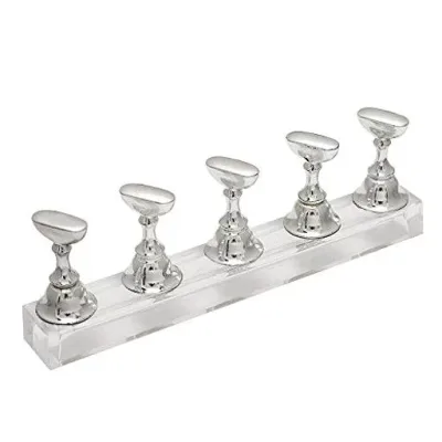 【BEAUTY PLAYER】ネイルスタンド チップスタンド ネイル 台座 磁気 アクリルマニキュア工具 ネイル練習 粘土で固定 ネイル用品 ネイルチップ スタンド ディスプレイ 5本セット (シルバー)