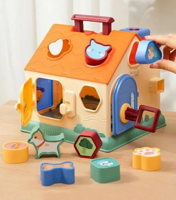 木のおもちゃ 型はめ あそびのおうち エドインター 名入れ無料 積み木 知育玩具 パズル ごっこ遊び ポットン落とし 出産祝い 誕生日 プレゼント 赤ちゃん 男の子 女の子 0歳 1歳 2歳