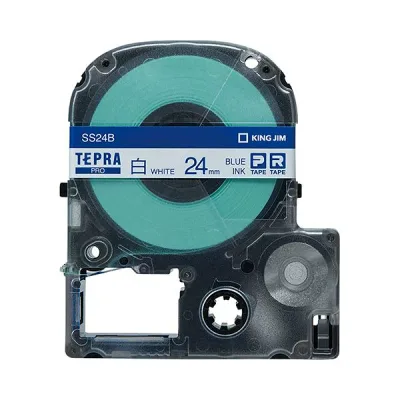 (まとめ) キングジム テプラ PRO テープカートリッジ 24mm 白/青文字 SS24B 1個 【×4セット】 (代引不可)