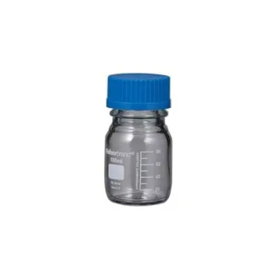 (まとめ)メジューム瓶 100ml(青蓋付 Fisher) 【×10セット】 (代引不可)