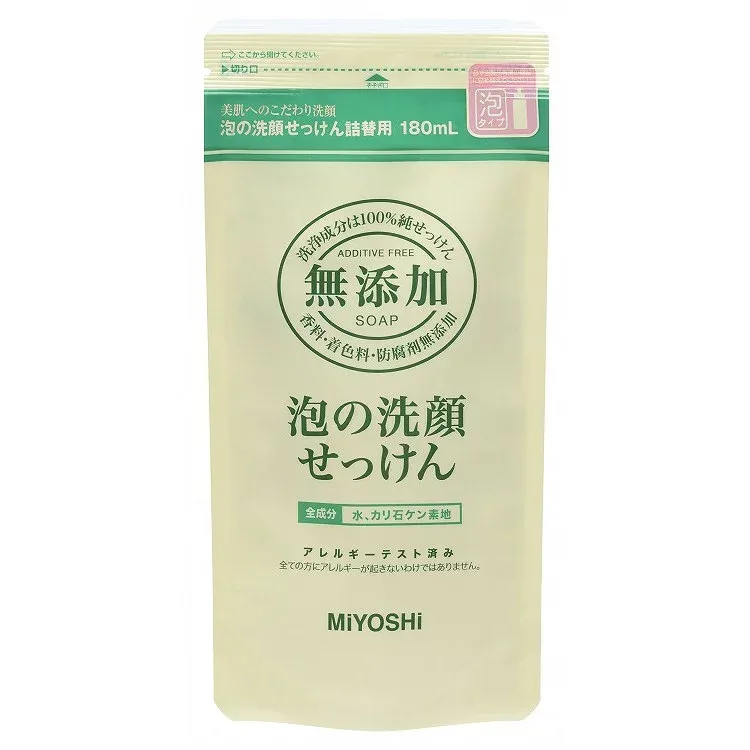 【単品6個セット】無添加泡の洗顔せっけん リフィル180ml ミヨシ石鹸(代引不可)【送料無料】