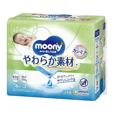 【単品5個セット】ムーニーおしりふきやわらか素材詰替76枚×3 ユニ・チャーム(代引不可)【送料無料】