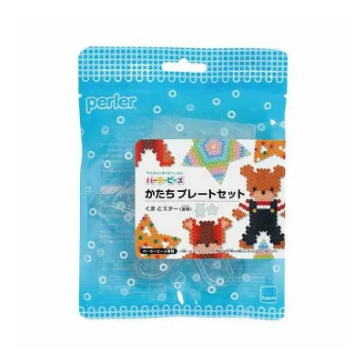 Kawada 80-30031 Perler beads shape plate set bear and star (transparent) (cash on delivery not available)