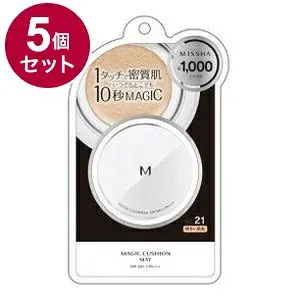 【単品5個セット】 MISSHA ミシャ M クッションファンデーション マット No.21 明るい肌色 ファンデーション ベースメイク メイク 化粧直し セミマット【ポイント10倍】【送料無料】