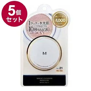 【単品5個セット】 MISSHA ミシャ M クッションファンデーション モイスチャー No.21 明るい肌色 ファンデーション ベースメイク メイク 化粧直し ツヤ感 化粧下地 日焼け止め 美容液【ポイント10倍】【送料無料】
