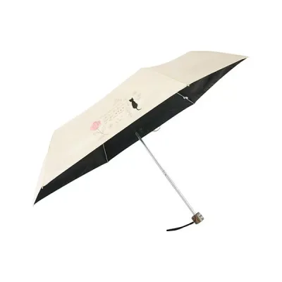 三国 MKN 遮光&遮熱 黒コーティング傘 50cm楽ミニ バラと猫 mini ベージュ S2517515