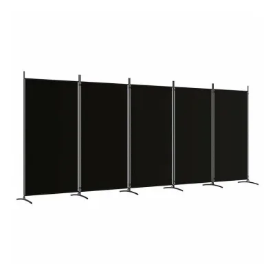 vidaXL 5パネル ルームディバイダー ブラック 433x180 cm ファブリック 家具 間仕切り(代引不可)