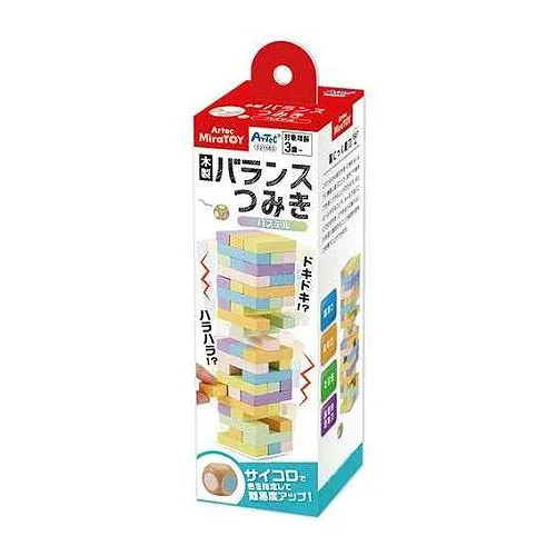 ARTEC Artec MiraTOY 木製バランスつみき パステル ドキドキハラハラ 集中力を育てる知育ブロック ATC21683 キッズ 子供用品 知育 学習玩具 教材 工作