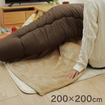 こたつ布団用 中掛け毛布 洗える 正方形 アクリル ブラウン 約200×200cm アクリル中掛(フラット)(代引不可)【送料無料】
