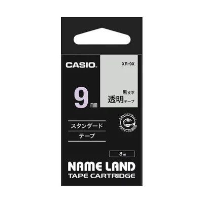 (まとめ) カシオ CASIO ネームランド NAME LAND スタンダードテープ 9mm×8m 透明/黒文字 XR-9X 1個 【×5セット】 (代引不可)