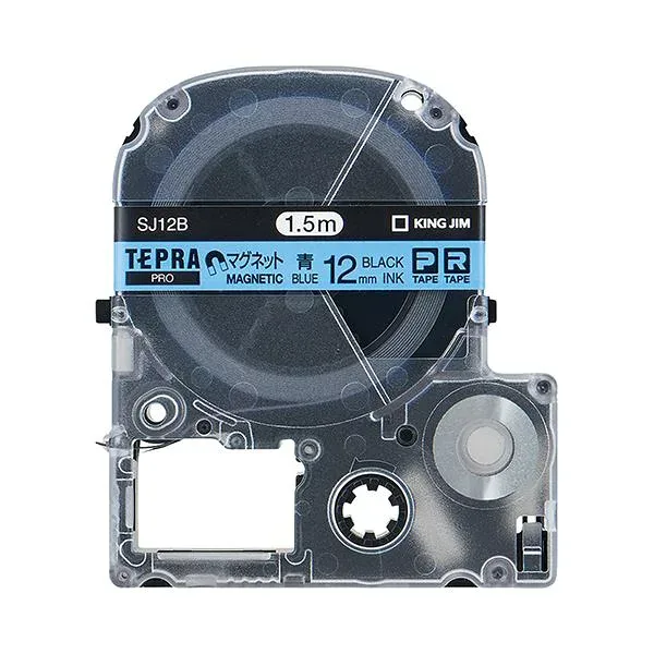 (まとめ) キングジム テプラ PRO テープカートリッジ マグネットテープ 12mm 青/黒文字 SJ12B 1個 【×4セット】 (代引不可)