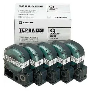 キングジム テプラPROテープエコパック 透明ラベル5個入 ST9K-5P (代引不可)