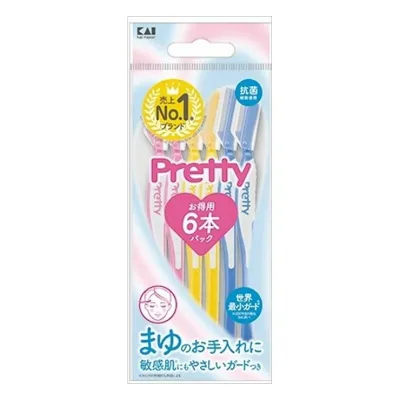 【単品3個セット】貝印 GA0085FMLV-6P プリティー アイブロー敏感肌用 6本入(代引不可)【メール便(ゆうパケット)】