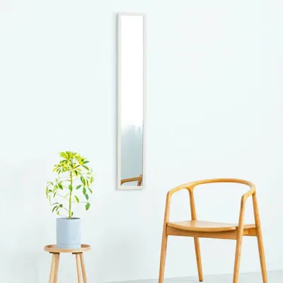 ウォールミラーdeco120(ホワイト/白) 木目 北欧風 鏡 姿見 高級感 木製 ドレッサー 玄関 トイレ 全身 洗面 壁掛け モダン 韓国インテリア NK-222
