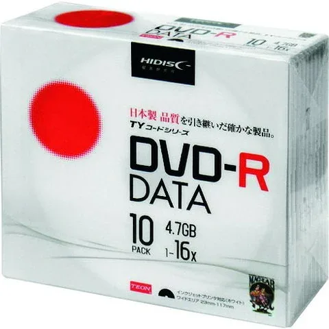ハイディスク 記録メディアDVD-Rデータ用 10枚 TYDR47JNP10SC(代引不可)