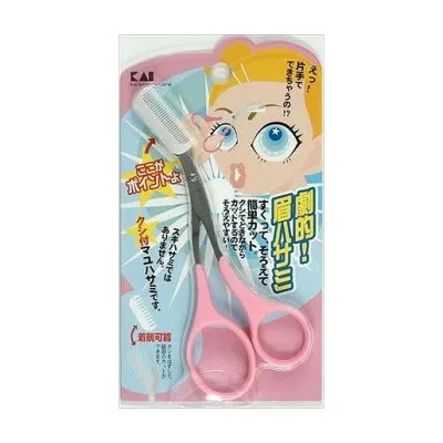 【単品10個セット】 KQ0809クシ付マユハサミピンク 貝印株式会社(美粧)(代引不可)【送料無料】