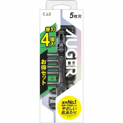 【単品】貝印 AUgERホルダー 替刃4個付(代引不可)【送料無料】