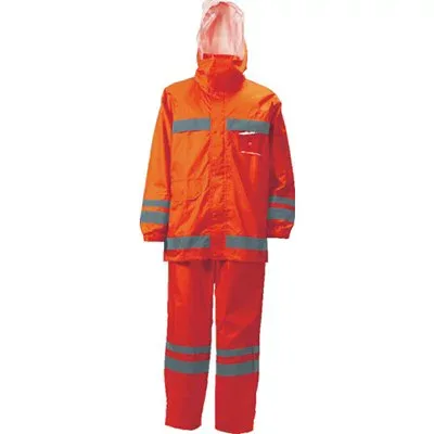 カジメイク 視認性レインスーツ オレンジ LL 381025LL 保護具 作業服 雨具(代引不可)【送料無料】