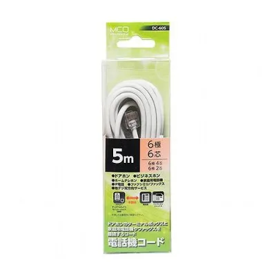 【5個セット】 MCO 電話機コード 6極6芯 5m 白 DC-605/WHX5 パソコン パソコン周辺機器 ケーブル(代引不可)【送料無料】