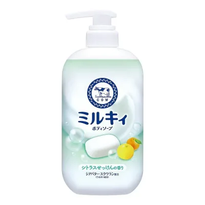 【単品4個セット】 牛乳石鹸共進社 ミルキィボディソープ シトラスせっけんの香り ポンプ付(代引不可)【送料無料】