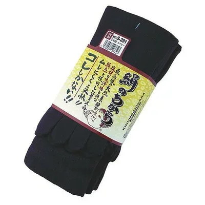 おたふく手袋 絹のちから 5本指 3足組 (ネイビー) S-291(代引不可)