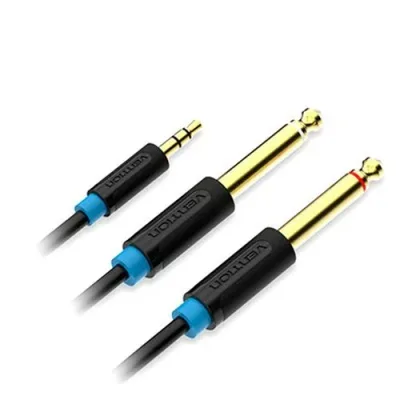 VENTION 3.5mm Male to 2*6.5mm Male オーディオケーブル 0.5m ブラック BA-5404 オーディオ関連(代引不可)