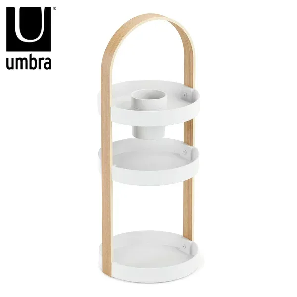 umbra アンブラ コスメスタンド 3段 小物収納 収納 小物入れ ベルウッド コスメティックオーガナイザー ハンドル付き 省スペース 北欧 おしゃれ ホワイト 高さ50cm 直径20cm(代引不可)【送料無料】