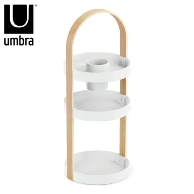 umbra アンブラ コスメスタンド 3段 小物収納 収納 小物入れ ベルウッド コスメティックオーガナイザー ハンドル付き 省スペース 北欧 おしゃれ ホワイト 高さ50cm 直径20cm(代引不可)【送料無料】