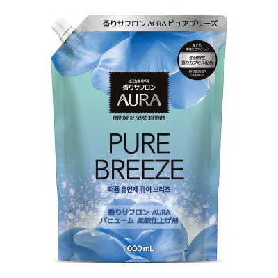 【単品9個セット】 トイレタリージャパン 香りサフロン柔軟剤AURA パヒューム ピュアブリーズの香り 1000mL(代引不可)【送料無料】