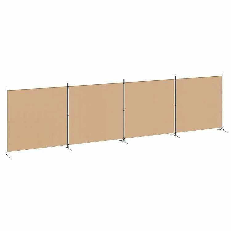 vidaXL 4パネルルームディバイダー ベージュ 698 x 180 cm ファブリック家具 間仕切りベージュ(代引不可)