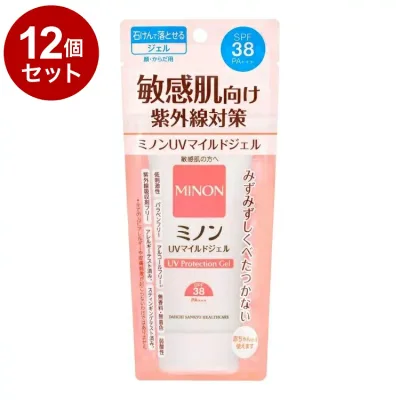 【単品12個セット】 MINON ミノン UVマイルドジェル 本体 70g 日焼け止め UVケア 敏感肌 SPF38 PA+++ 紫外線吸収剤フリー 無香料 無着色 弱酸性 パラベンフリー アルコールフリー 低刺激性【送料無料】