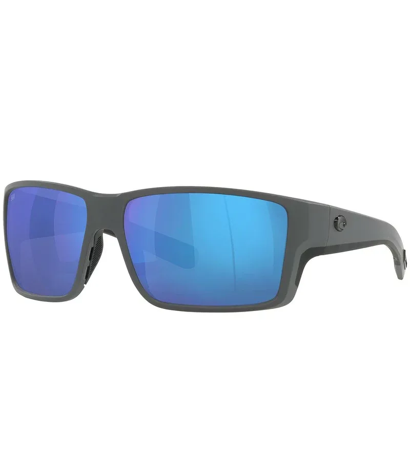コスタ レディース アクセサリー サングラス・アイウェア Costa Men's 6S9007 Reefton Mirrored Crystal 64mm Rectangle Polarized Sunglasses Gray/Blue グレー