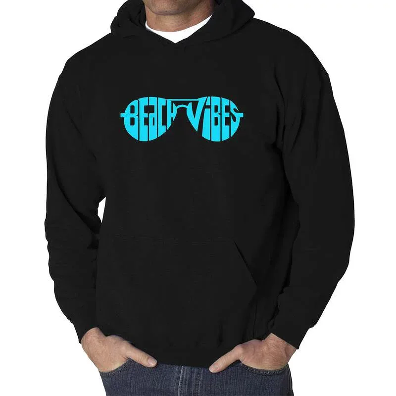 エルエーポップアート メンズ トップス Tシャツ スウェット LA Pop Art Beach Vibes - Men's Word Art Hooded Sweatshirt Black ブラック