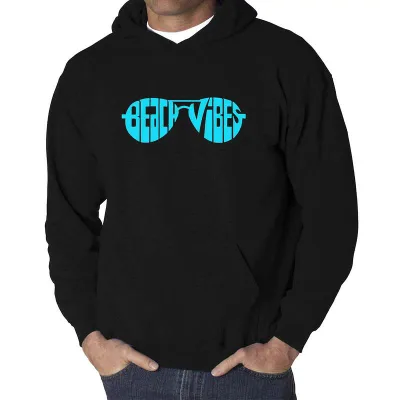 エルエーポップアート メンズ トップス Tシャツ スウェット LA Pop Art Beach Vibes - Men's Word Art Hooded Sweatshirt Black ブラック