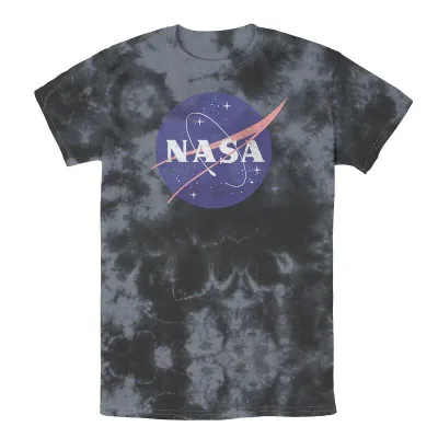 アニメキャラクター メンズ トップス Tシャツ ロゴ Licensed Character Men's NASA Distressed Simple Logo Wash Tee Black Charcoal ブラック