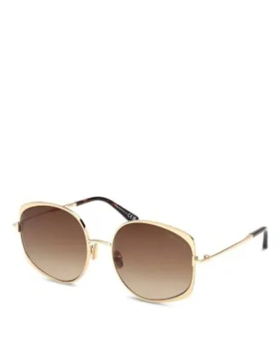 トム・フォード レディース アクセサリー サングラス・アイウェア Tom Ford Round Metal Sunglasses 58mm shiny deep gold/brown ブラウン
