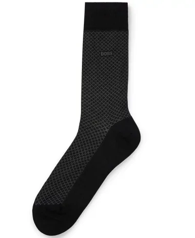 【送料無料】 ヒューゴボス メンズ 靴下 アンダーウェア Men's Regular-Length Patterned Socks Black