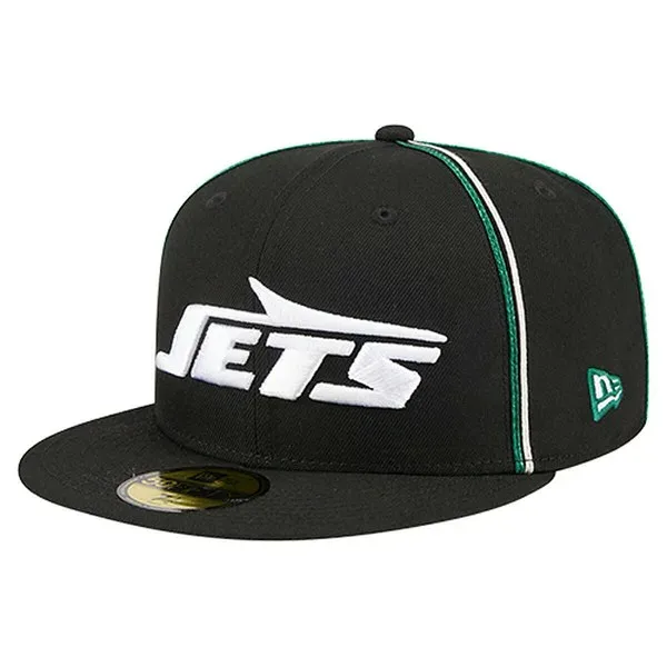 ニューエラ メンズ アクセサリー 帽子 Men's New Era Black New York Jetsoutache 59FIFTY Fitted Hat Black ブラック