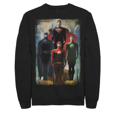 アニメキャラクター レディース トップス Tシャツ スウェット Licensed Character Men's DComics Justice League Heroes Look Up Sweatshirt Black ブラック