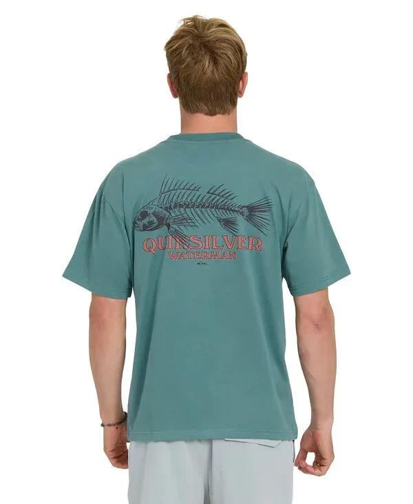 クイックシルバー ウォーター マン メンズ トップス Tシャツ 半袖 Quiksilver Waterman Quiksilver Men'short-Sleeve Fish Bones T-Shirt North Atlantic