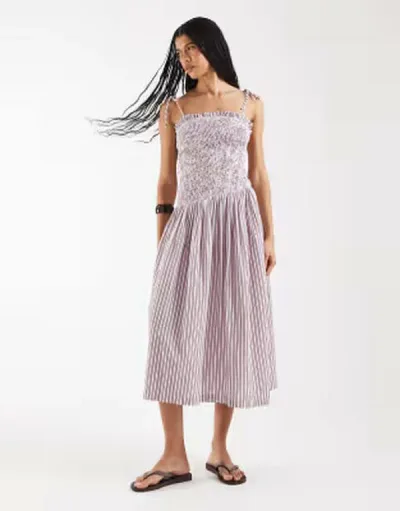 リクレイム ヴィンテージ レディース トップス ワンピース Reclaimed Vintage shirred bodice sundress and cream stripe multi マルチカラー