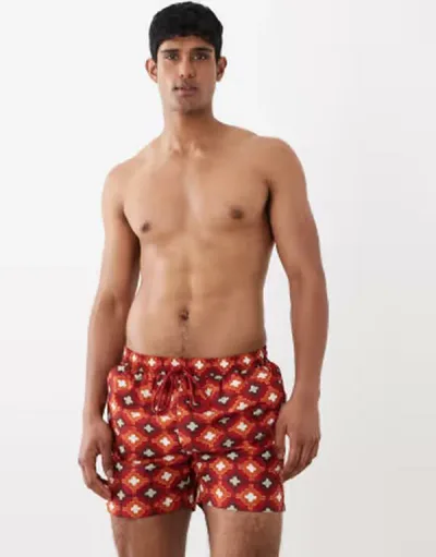 サウスビーチ メンズ 水着 ハーフパンツ・ショーツ プリント ショートパンツ South Beach geo print swim shorts multi Red Multi レッド