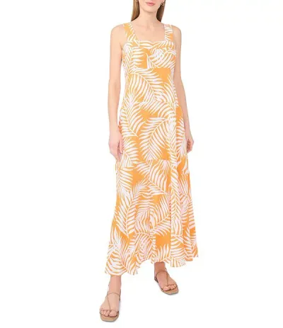 ヴィンスカムート レディース トップス ワンピース フラワー柄 プリント ノースリーブ マキシ フラワー Vince Camuto Floral Print Square Neck Sleeveless Maxi Dress Tangerine タンジェリン
