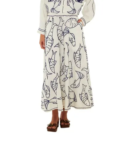 ファーム レディース ボトムスカート ミディ リネン Farm Rio Fresh Fish Linen Blend Pull-On Midi Skirt Off-White オフホワイト