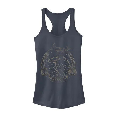 アニメキャラクター レディース トップス Tシャツ ロゴ グラフィック Licensed Character Juniors' Harry Potteravenclaw Line Art Logo Graphic Tank Top Indigo インディゴ