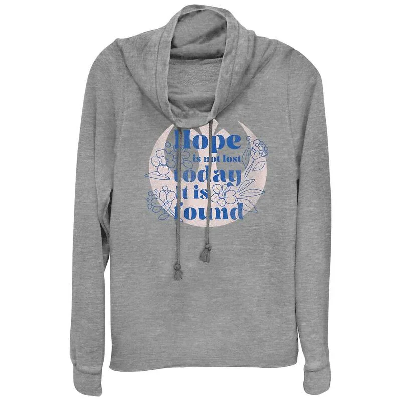 スター ウォーズ レディース トップス Tシャツ グラフィック Juniors' Star Wars Hope Is Not Lost Cowlneck Graphic Lightweight Long Sleeve Gray Heather グレー