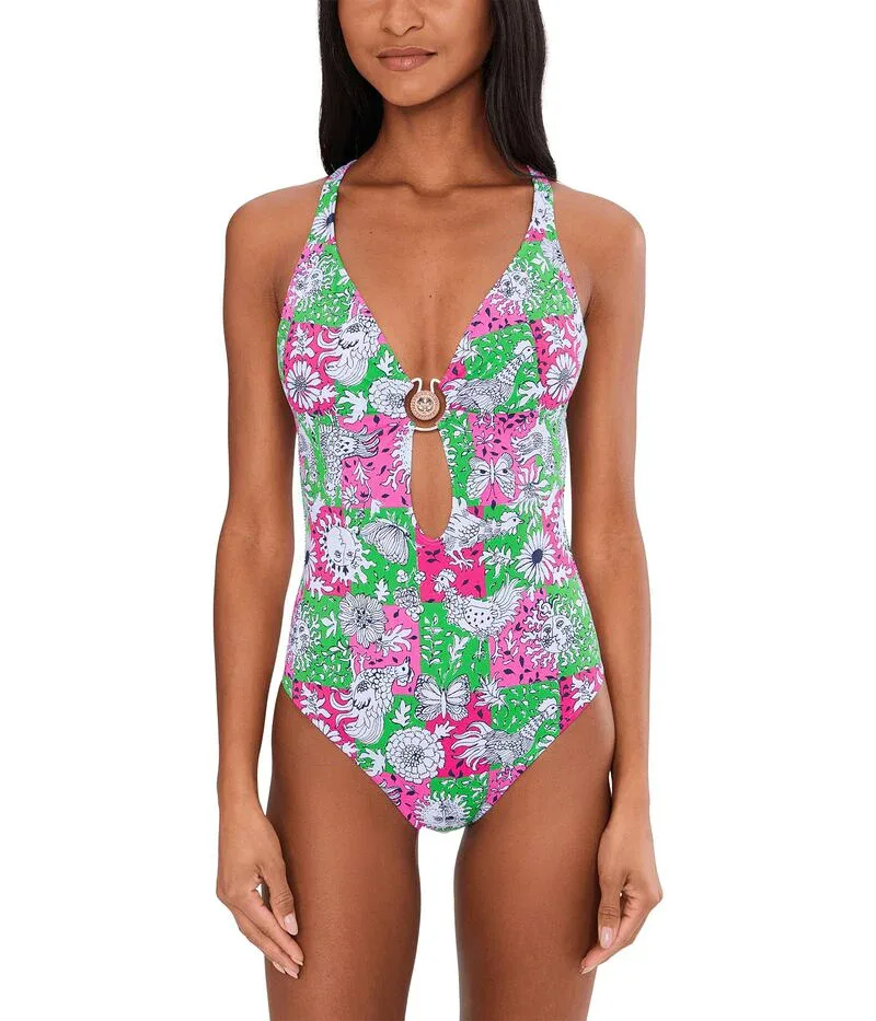 リリーピュリッツァー レディース 水着 上下セット Lilly Pulitzer Ester One-Piece Cherry Blossom Pink Lil Chicken Check ピンク