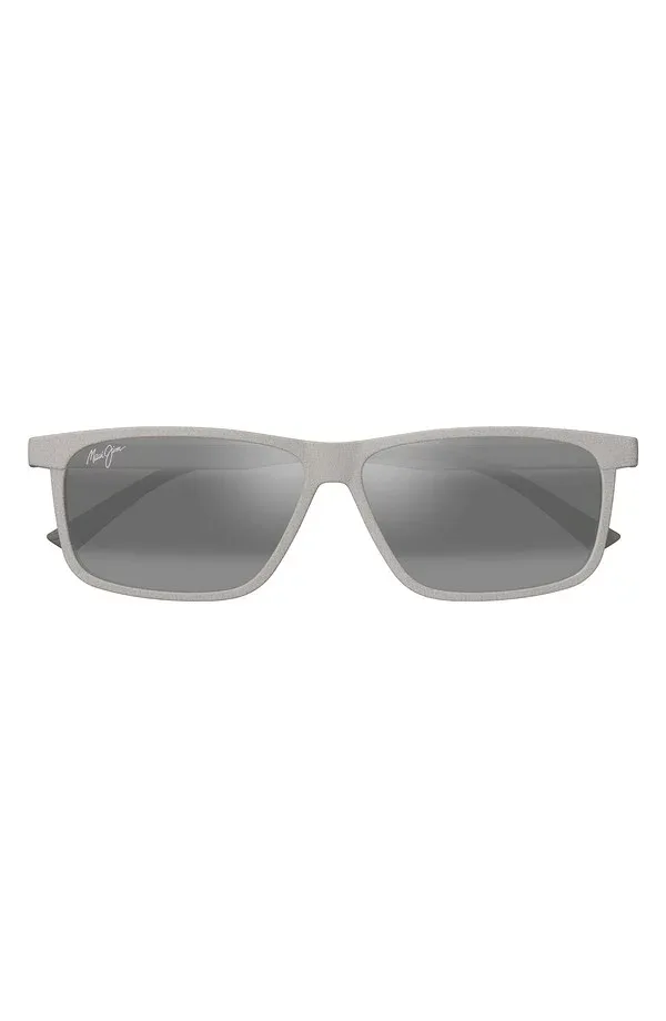 マウイジム メンズ アクセサリー サングラス・アイウェア プラスサイズ Maui Jim Pulama 56mm PolarizedPlus2 Rectangular Sunglasses GREY グレー