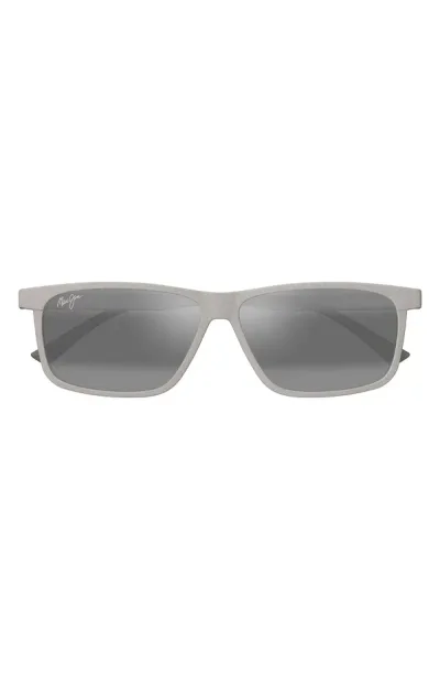 マウイジム メンズ アクセサリー サングラス・アイウェア プラスサイズ Maui Jim Pulama 56mm PolarizedPlus2 Rectangular Sunglasses GREY グレー